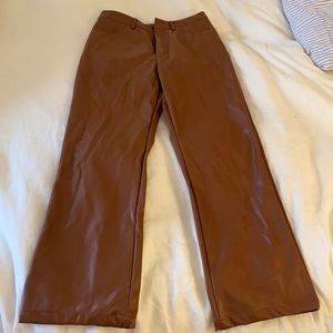 Brown faux leather pants